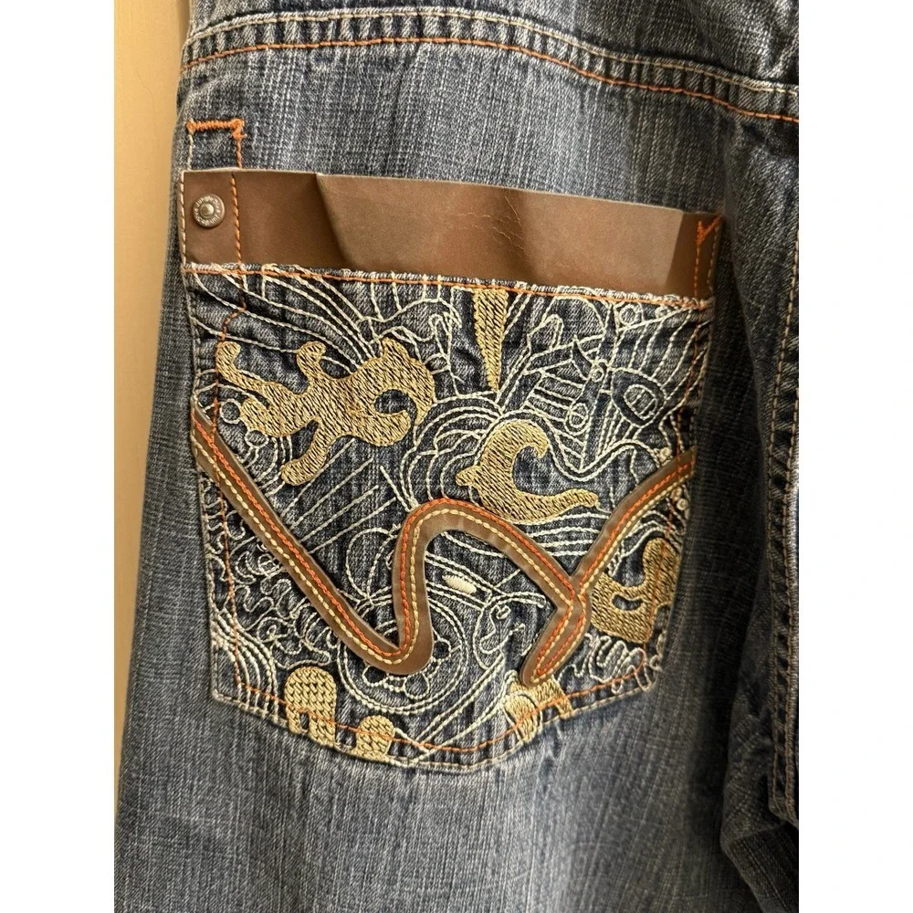 5ive Jungle Jeans Mens 36 Blue Denim. Jungle‎ Walk Of Life. Y2k. Leather Rare